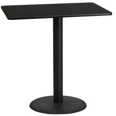 Emma and Oliver 24"x42" Rectangular Laminate Bar Table with 24" Round Base Black