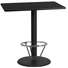 Emma and Oliver 24"x42" Rectangular Laminate Bar Table with 24"RD Foot Ring Base Black