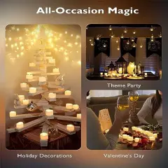 12Pcs Flickering Flameless Candle Battery Operated, 200+Hours Fake Electric LED Candles Tea Lights for Votive, Centerpiece Table Decorations