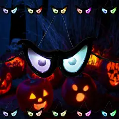 5 Pairs Halloween LED Eye Lights, Scary Colorful Eye Shaped Decoration Lights with Rope Easy to Hang for Halloween Light Projection and Halloween Party Decoration Outdoor Indoor Decor