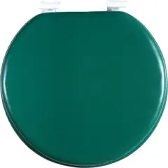 J&V Textiles Soft Round Toilet Seat With Easy Clean & Change Hinge, Padded Green