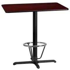 Emma and Oliver 24"x42" Rectangular Laminate Bar Table with 23.5"x29.5" Foot Ring Base Mahogany