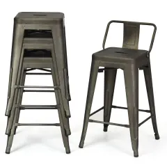 24" Set of 4 Cafe Side Chairs with Rubber Feet and Removable Back
