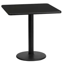 Emma and Oliver 24" Square Laminate Table Top with 18" Round Table Height Base Black