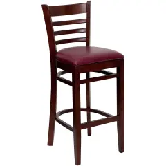 Emma and Oliver Ladder Back Wooden Restaurant Dining Barstool BurgundyVYL/Mahogany
