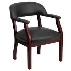 Emma and Oliver Conference Chair with Accent Nail Trim Black Vinyl