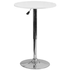 Emma and Oliver 23.75'' Round Adjustable Height Wood Table (Adjustable Range 26.25'' - 35.75'') White