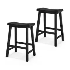 Rubber Wood Saddle Stools, Ergonomic & Space Saving Black
