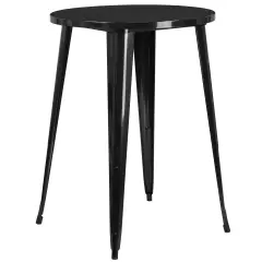 Emma and Oliver Commercial Grade 30" Round Colorful Metal Indoor-Outdoor Bar Height Dining Table Black