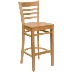 Emma and Oliver Ladder Back Wooden Restaurant Dining Barstool NaturalWood