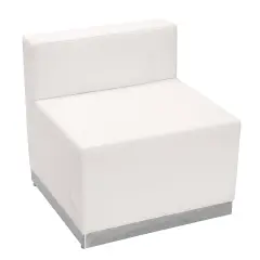 Emma and Oliver Modular Reception Chair with Brushed Stainless Steel Base Melrose White