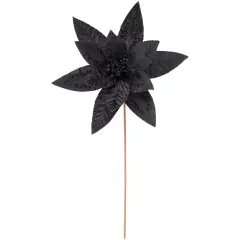 Northlight 25" Black Glittered Poinsettia Christmas Floral Stem Spray