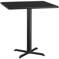 Emma and Oliver 42" Square Laminate Table Top with 33"x33" Bar Height Table Base Black