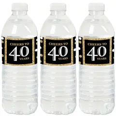 Big Dot of Happiness Adult 40th Birthday - Gold - Birthday Party Water Bottle Sticker Labels - Set of 20
