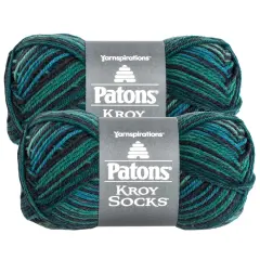 (Pack of 2) Patons Kroy Socks Yarn-Turquoise Stripes