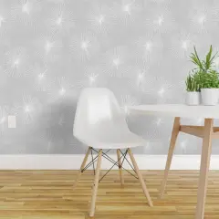 Peel & Stick Wallpaper 2FT Wide Mod Floral Mid Century Modern Minimalist Circles Dandelion Starburst Atomic Custom Removable Wallpaper by Spoonflower