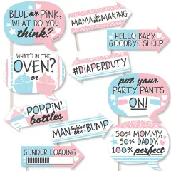 Big Dot of Happiness Funny Baby Gender Reveal - Team Boy or Girl Party Photo Booth Props Kit - 10 Piece