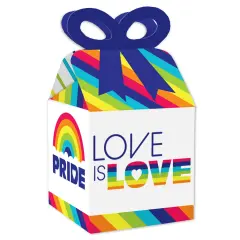 Big Dot of Happiness Love is Love - Pride - Square Favor Gift Boxes - Rainbow Party Bow Boxes - Set of 12