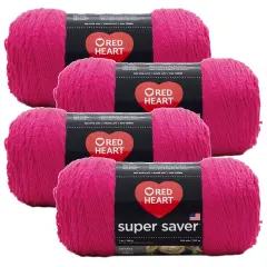 (Pack of 4) Red Heart Super Saver Yarn-Shocking Pink