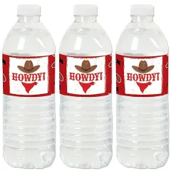 Big Dot of Happiness Western Hoedown - Wild West Cowboy Party Water Bottle Sticker Labels - Set of 20