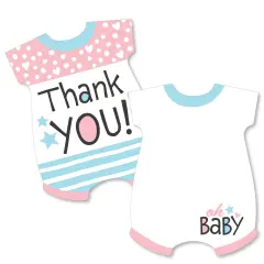 Big Dot of Happiness Baby Gender Reveal - Shaped Thank You Cards - Team Boy or Girl Party Thank You Note Cards with Envelopes - Set of 12