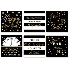 Big Dot of Happiness New Year's Eve - Gold - Funny New Years Eve Party Decorations - Drink Coasters - Set of 6