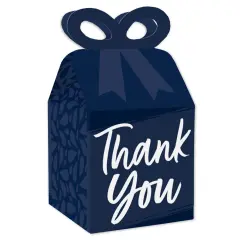 Big Dot of Happiness Navy Blue Elegantly Simple - Square Favor Gift Boxes - Guest Party Favors Bow Boxes - Set of 12