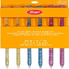 Boye Single Point Glitter Knitting Needle Set-Sizes 8 To 10