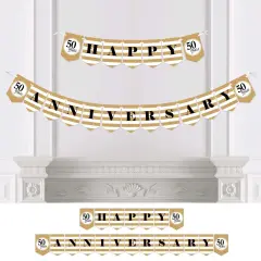 Big Dot of Happiness We Still Do - 50th Wedding Anniversary Party Bunting Banner - Gold Party Decorations - Happy Anniversary