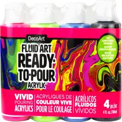 DecoArt FluidArt Paint Pouring Value Pack 4/Pkg-Neon Blast