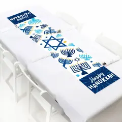 Big Dot of Happiness Hanukkah Menorah - Petite Chanukah Holiday Party Paper Table Runner - 12 x 60 inches