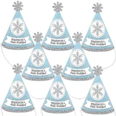 Big Dot of Happiness Winter Wonderland - Mini Cone Snowflake Holiday Party Hats - Small Little Party Hats - Set of 8