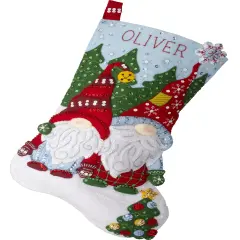 Bucilla Felt Stocking Applique Kit 18" Long-Chillin' With My Gnomie