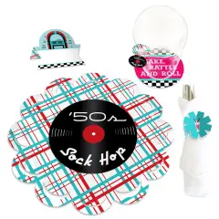 Big Dot of Happiness 50&rsquo;s Sock Hop - 1950s Rock N Roll Party Paper Charger and Table Decorations - Chargerific Kit - Place Setting for 8