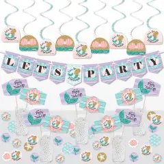 Big Dot of Happiness Let's Be Mermaids - Baby Shower or Birthday Party Supplies Decoration Kit - Decor Galore Party Pack - 51 Pieces
