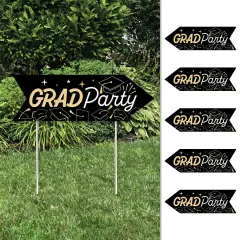 Big Dot of Happiness Arrow Hello College Graduation Party Direction Signs - Double Sided Outdoor Yard Signs - Set of 6