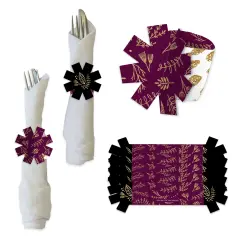 Big Dot of Happiness Elegant Thankful for Friends - Friendsgiving Thanksgiving Party Paper Napkin Holder - Napkin Rings - Set of 24