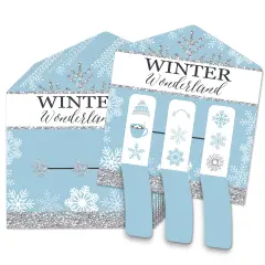Big Dot of Happiness Winter Wonderland - Snowflake Holiday Party and Winter Wedding Game Pickle Cards - Pull Tabs 3-in-a-Row - Set of 12