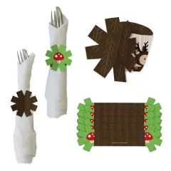 Big Dot of Happiness Woodland Creatures - Baby Shower or Birthday Party Paper Napkin Holder - Napkin Rings - Set of 24