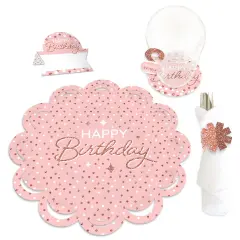 Big Dot of Happiness Pink Rose Gold Birthday - Happy Birthday Party Paper Charger and Table Decorations - Chargerific Kit - Place Setting for 8