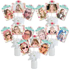 Big Dot of Happiness Colorful Floral Happy Mother's Day - We Love Mom Party Picture Centerpiece Sticks - Photo Table Toppers - 15 Pieces