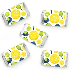 Big Dot of Happiness Let&rsquo;s Rally - Pickleball - Mini Candy Bar Wrapper Stickers - Birthday or Retirement Party Small Favors - 40 Count