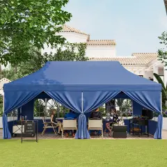 10 X 20 Ft Pop Up Canopy With 6 Sidewalls And Windows And Carrying Bag For Party Wedding Picnic Blue