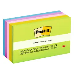 3 x 5 Ultra Colors Post It Notes 5 PksPack