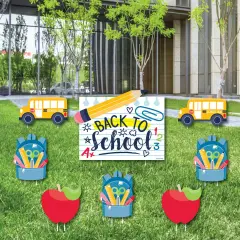 Big Dot of Happiness Back to School - Yard Sign and Outdoor Lawn Decorations - First Day of School Classroom Yard Signs - Set of 8