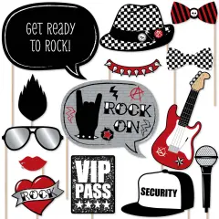 Big Dot of Happiness Party Like a Rockstar - Photo Booth Props Kit - 20 Count