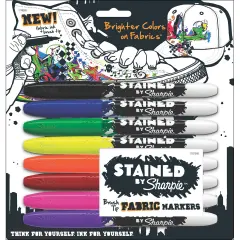 Stained By Sharpie Fabric Markers 8/Pkg-Assorted Colors