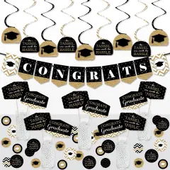 Big Dot of Happiness Tassel Worth The Hassle - Gold - Graduation Party Supplies Decoration Kit - Decor Galore Party Pack - 51 Pieces