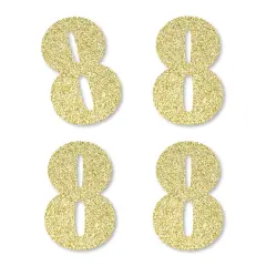 Big Dot of Happiness Gold Glitter 8 - No-Mess Real Gold Glitter Cut-Out Numbers - 8th Birthday Party Confetti - Set of 24