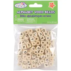 Craft Medley Wood Alphabet Beads 10mm 60/Pkg-Natural